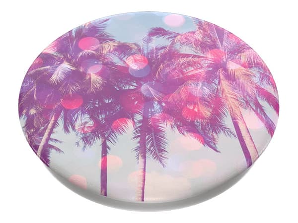 PopSockets Swappable PopGrip - Fingergrep/stativ for mobiltelefon - Venice Beach - gulaktig hvit, pastellpalmer med solflekker
