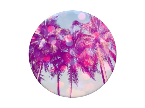 PopSockets Swappable PopGrip - Fingergrep/stativ for mobiltelefon - Venice Beach - gulaktig hvit, pastellpalmer med solflekker