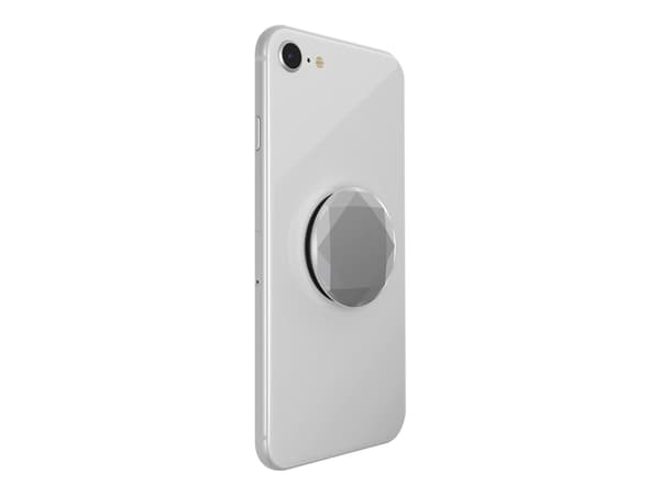 PopSockets Swappable PopGrip - Fingergrepp/vikbart ställ för mobiltelefon - Silver Metallic Diamond