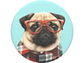 Miniatyrbild 3 av 5: PopSockets Swappable PopGrip - Fingergrepp/vikbart ställ för mobiltelefon - Studious Stu - pug in plaid with sunglasses