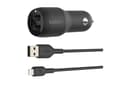 Miniatyrbilde 5 av 5: Belkin BoostCharge Dual Charger - Bilstrømadapter - 24 watt - 4.8 A - 2 utgangskontakter (USB) - på kabel: Lightning - svart