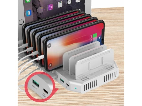 Charging station Unitek Y-2190, 10 x USB; QC3.0; USB-C Power Delivery; 160W