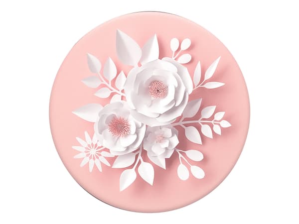 PopSockets Swappable PopGrip - Fingergrep/stativ for mobiltelefon, nettbrett - Paper Flowers - hvit, rosa