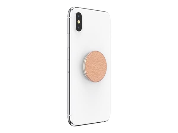 PopSockets PopGrip - Fingergrep/stativ for mobiltelefon - Pebbled Vegan Leather - rosagull Oransje