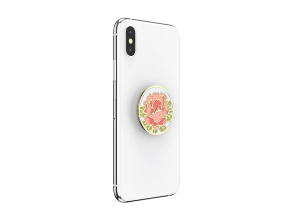 PopSockets PopGrip - Fingergrip/støtteben for mobiltelefon - utskiftelig - Enamel Blooming Peony Pink