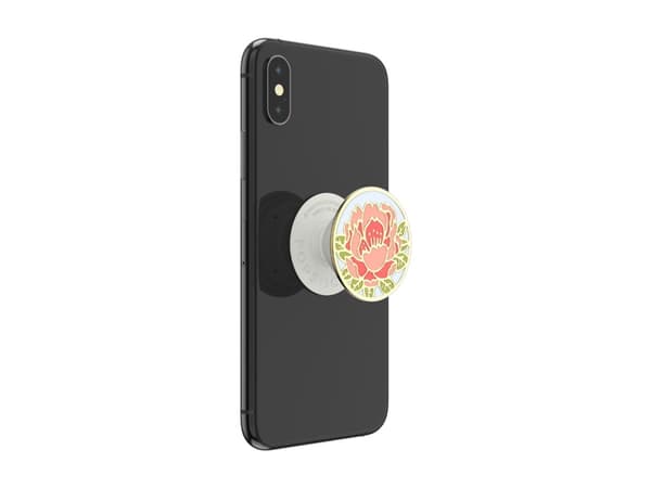 PopSockets PopGrip - Fingergrip/støtteben for mobiltelefon - utskiftelig - Enamel Blooming Peony Pink