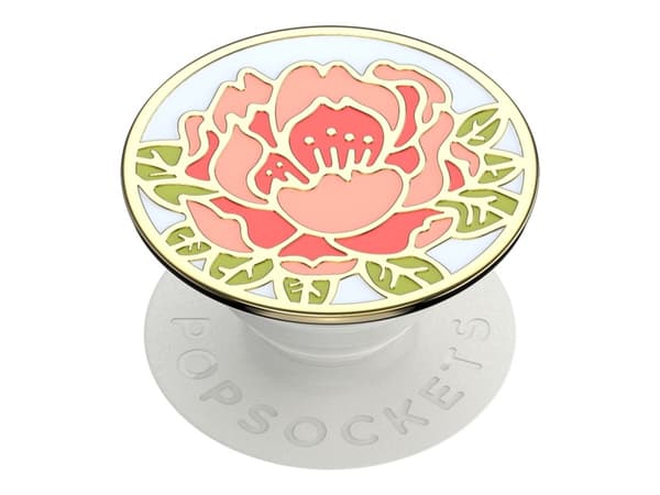 PopSockets PopGrip - Fingergrip/støtteben for mobiltelefon - utskiftelig - Enamel Blooming Peony Pink