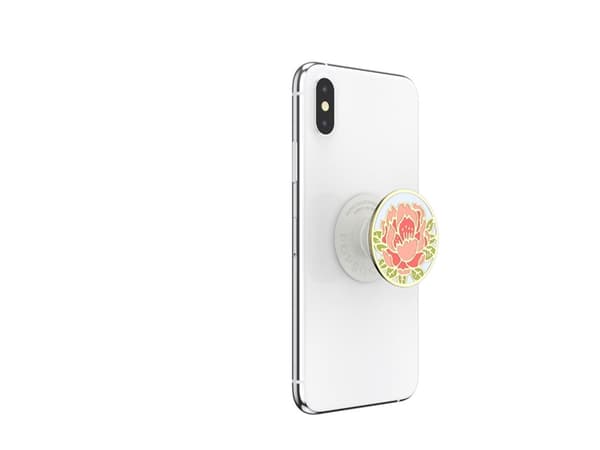 PopSockets PopGrip - Fingergrip/støtteben for mobiltelefon - utskiftelig - Enamel Blooming Peony Pink