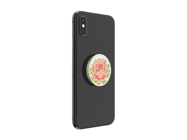 PopSockets PopGrip - Fingergrip/støtteben for mobiltelefon - utskiftelig - Enamel Blooming Peony Pink