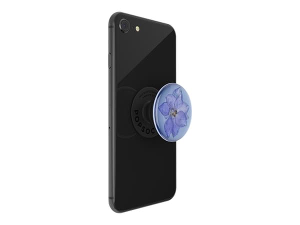 PopSockets Swappable PopGrip - Fingergrepp/vikbart ställ för mobiltelefon, surfplatta - Pressed Flower Larkspur Purple