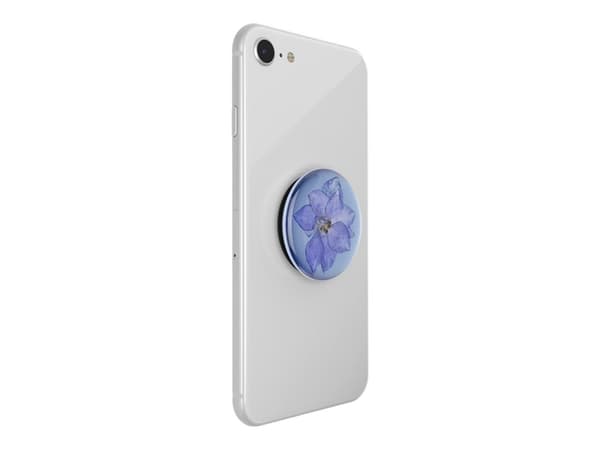 PopSockets Swappable PopGrip - Fingergrepp/vikbart ställ för mobiltelefon, surfplatta - Pressed Flower Larkspur Purple