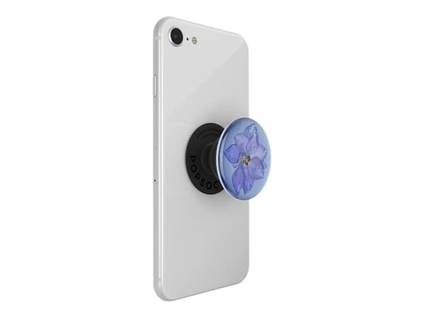 PopSockets Swappable PopGrip - Fingergrepp/vikbart ställ för mobiltelefon, surfplatta - Pressed Flower Larkspur Purple Lila