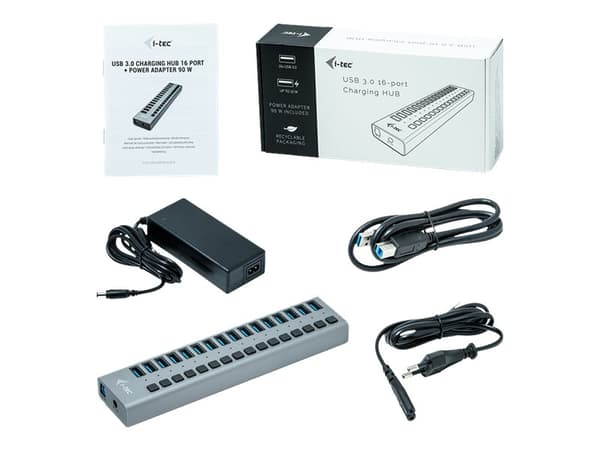 i-tec U3CHARGEHUB16, Sisätila, AC, Harmaa