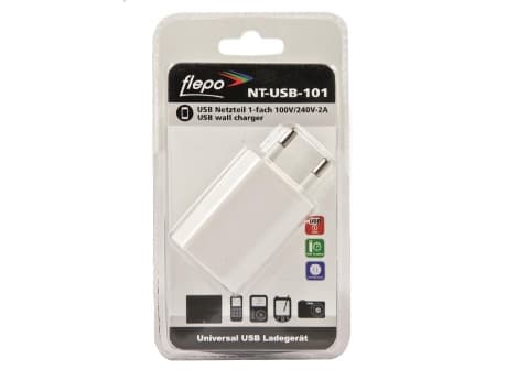 Flepo NT-USB-101, Innendørs, AC, 5 V, 1 A, Hvit