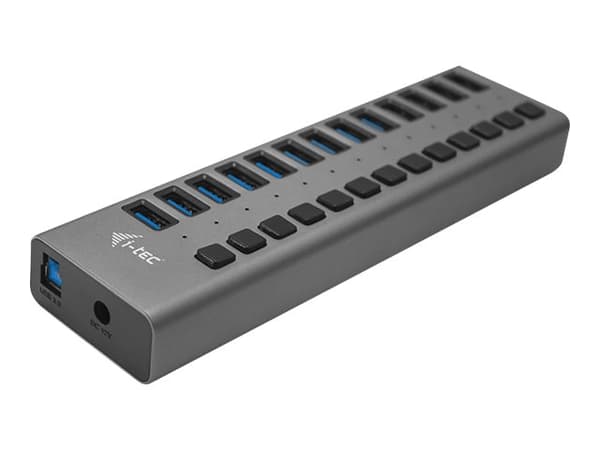 i-Tec USB 3.0 Charging HUB 13 port + Power Adapter 60 W - Hubb - 13 x SuperSpeed USB 3.0 - skrivbordsmodell Grå