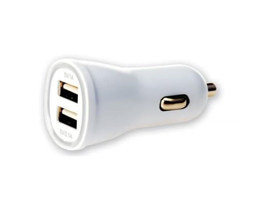 Techly USB - Auto 5V/1A/2.1A, Automatisk, Cigartenner/lighter, 5 V, 2,1 A, Hvit
