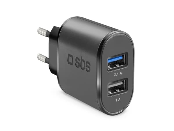 SBS TETR2USB21AFAST, inomhus, AC, 5 V, 2,1 A, Svart