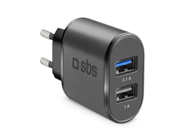 SBS TETR2USB21AFAST, inomhus, AC, 5 V, 2,1 A, Svart Svart