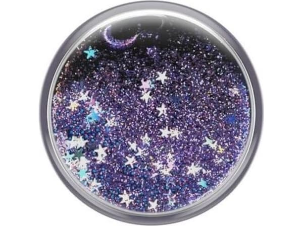 PopSockets Swappable PopGrip - Fingergrepp/vikbart ställ för mobiltelefon - Tidepool Galaxy Purple - purple glitter floating in liquid