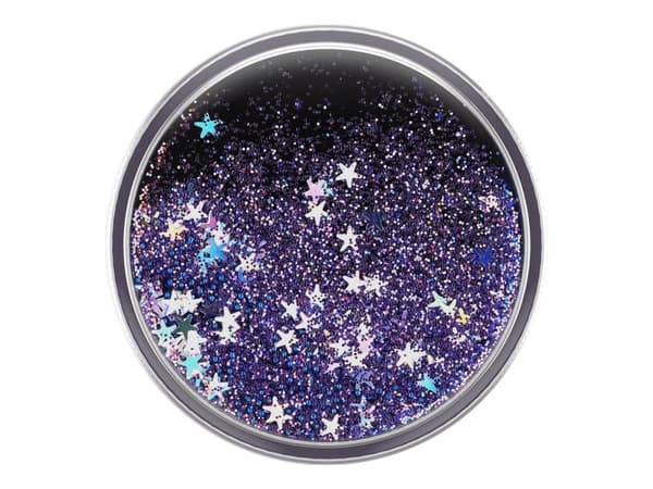 PopSockets Swappable PopGrip - Fingergrepp/vikbart ställ för mobiltelefon - Tidepool Galaxy Purple - purple glitter floating in liquid Lila