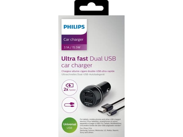 Philips-lader 2x USB-A 3,1 A (DLP2357U/10)