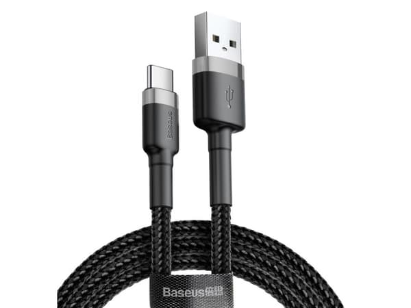 Baseus Cafule - USB-kabel - USB (hane) till 24 pin USB-C (hane) - USB 2.0 - 2 A - 3 m - gråsvart