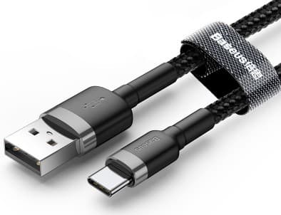 Baseus Cafule - USB-kabel - USB (hane) till 24 pin USB-C (hane) - USB 2.0 - 2 A - 3 m - gråsvart