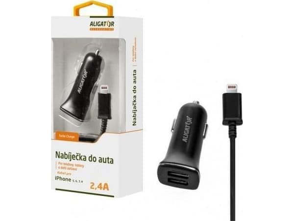 Aligator CHA0012, Automatisk, Cigartenner/lighter, 5 V, 2,4 A, 1 m, Sort