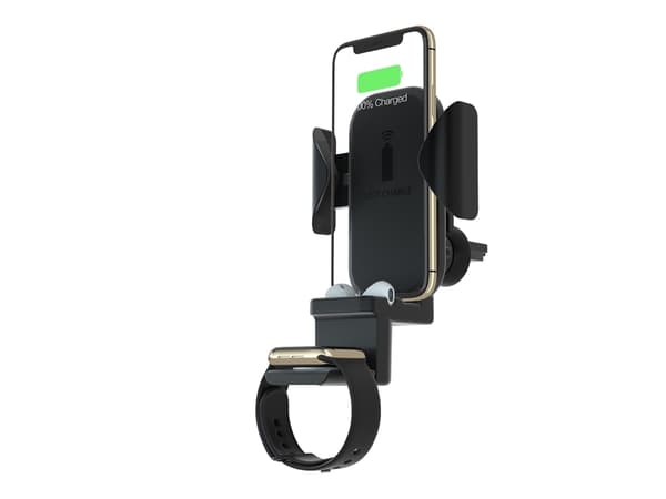 Terratec ChargeAir All Car, Mobiltelefon/smarttelefon, Smartklokke, Aktiv holder, Bil, Svart