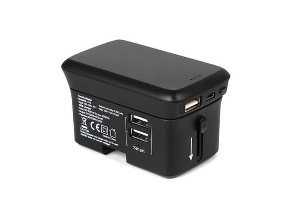 RealPower TravelCharge-4k, Innendørs, Utendørs, USB, Trådløs lading, Sort Sort