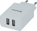 Miniatyrbild 3 av 5: Swissten Travel Smart 2x USB 2.1A biala, inomhus, USB, 5 V, Vit