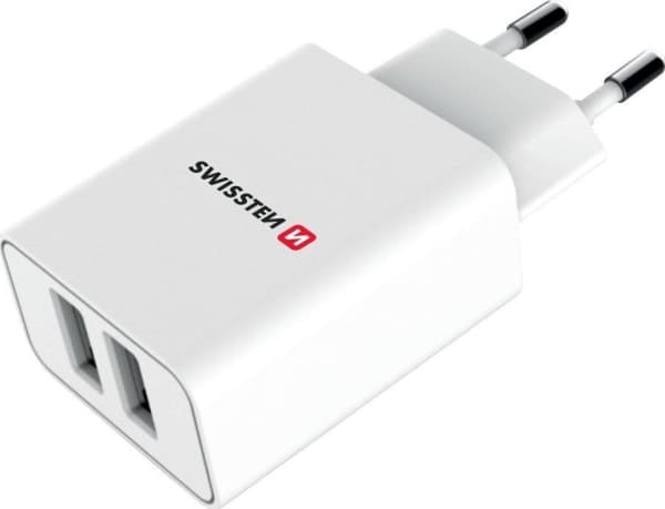Swissten Travel Smart 2x USB 2.1A biala, inomhus, USB, 5 V, Vit