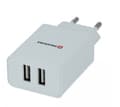 Miniatyrbild 1 av 5: Swissten Travel Smart 2x USB 2.1A biala, inomhus, USB, 5 V, Vit