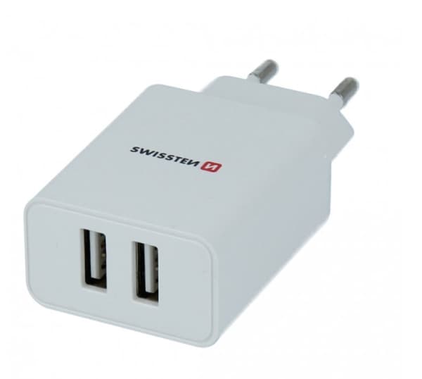 Swissten Travel Smart 2x USB 2.1A biala, inomhus, USB, 5 V, Vit Vit