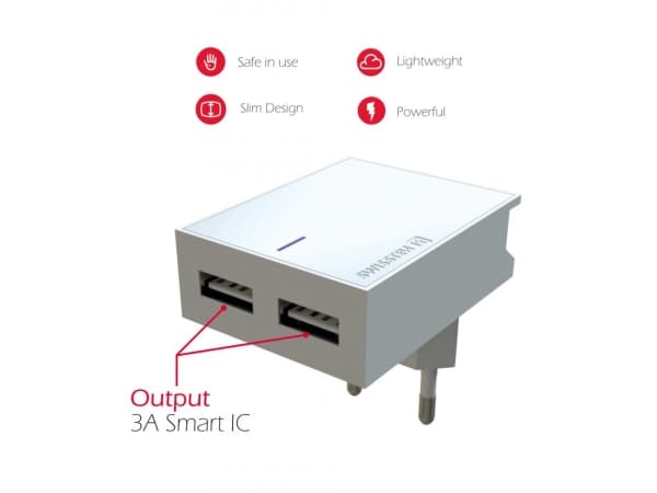Swissten lader 2x USB-A 3 A (22045000)