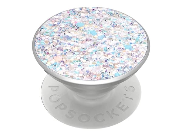 PopSockets Swappable PopGrip - Fingergrep/stativ for mobiltelefon, nettbrett - Sparkle Snow White - hvit (trekkspill), hvit (plattform)