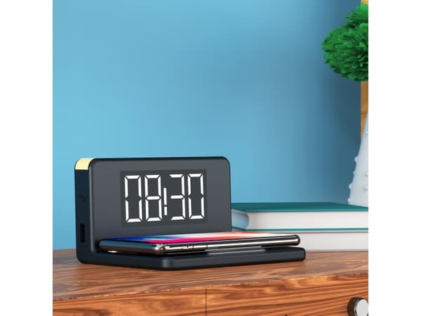 Terratec ChargeAir, Digital vekkerklokke, Rektangel, Sort, Gult, 140 mm, 75 mm, 100 mm
