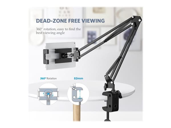 Ugreen Lazy Arm Tablet Holder - Monteringssats (vridbar arm, spännbleck, hållare) - för surfplatta - aluminiumlegering - skärmstorlek: 4"-12.9"