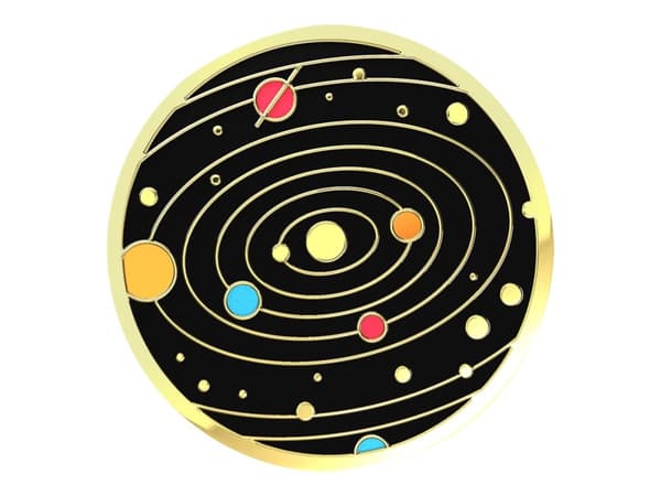 PopSockets Swappable PopGrip - Fingergrepp/vikbart ställ för mobiltelefon - Solar Flare Enamel - solar flare Svart, Guld