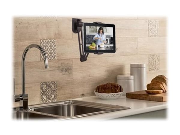 TECHly - Monteringssett (justerbar monteringsarm, nettbrettbøyle) - for nettbrett - plastikk, aluminium, stål - svart - skjermstørrelse: 4.7"-12.9" -
