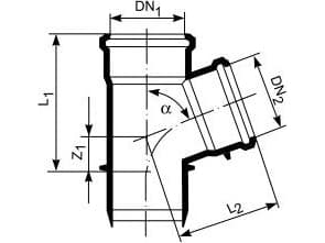 Magnaplast 45° T-stykke for innvendig kloakk HETA 110mm (11580)