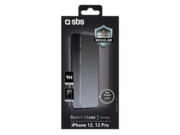 SBS TESCRGLIP12M, Apple, iPhone 12/12 Pro, Kolahduksenkestävä, Naarmuuntumisenkestävä, Iskunkestävä, Läpinäkyvä, 1 kpl