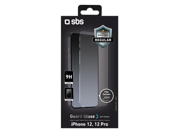 SBS TESCRGLIP12M, Apple, iPhone 12/12 Pro, Kolahduksenkestävä, Naarmuuntumisenkestävä, Iskunkestävä, Läpinäkyvä, 1 kpl