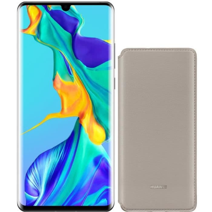 Förpackning Huawei P30 Pro Svart 128 GB + Huawei folio skal grå