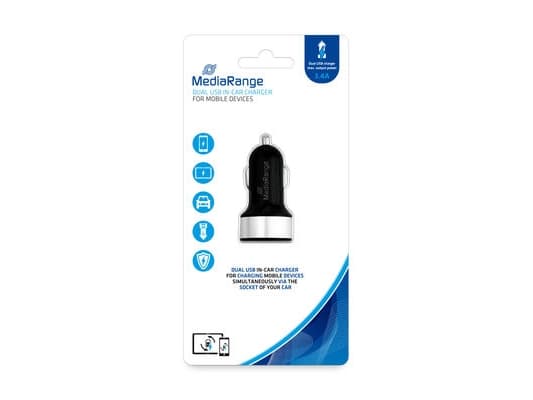 MediaRange MRMA103, Auto, USB, Musta, Hopea musta, Hopea