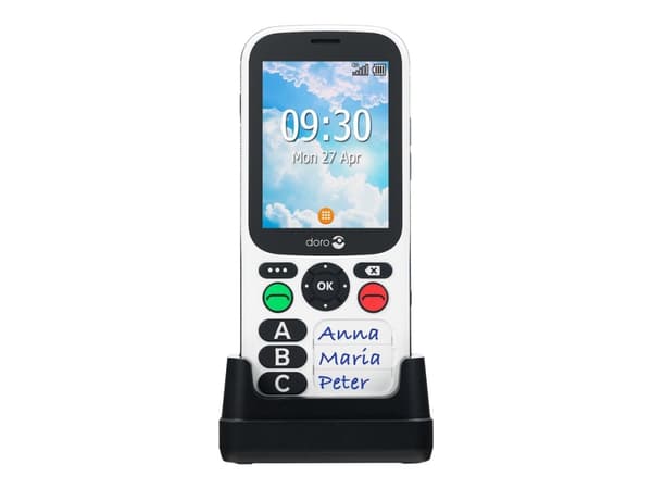 DORO 780X - 4G-telefon - dual-SIM - RAM-minne 512 MB / Internminne 4 GB - microSD-kortplats - 320 x 240 pixlar - svart, vit
