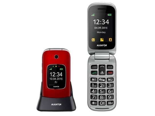 Aligator V650, Flip, Ett SIM-kort, 6,1 cm (2.4"), 1,3 MP, 1000 mAh, Röd, Silver