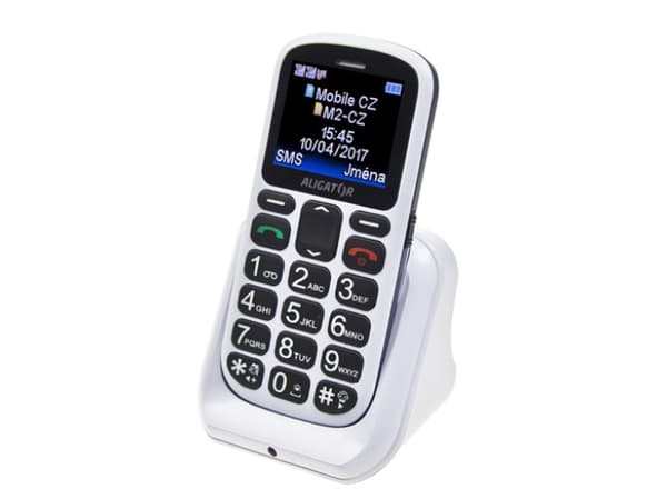 Aligator A321 Senior, Bär, Dubbla SIM-kort, 160 x 128 pixlar, 800 mAh, Grå, Vit