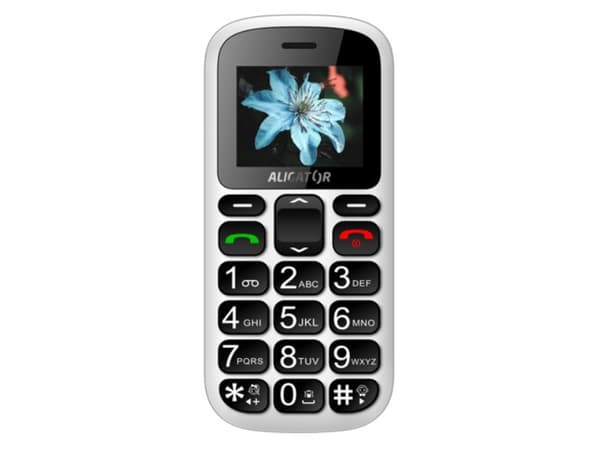 Aligator A321 Senior, Bär, Dubbla SIM-kort, 160 x 128 pixlar, 800 mAh, Grå, Vit Grå, Vit