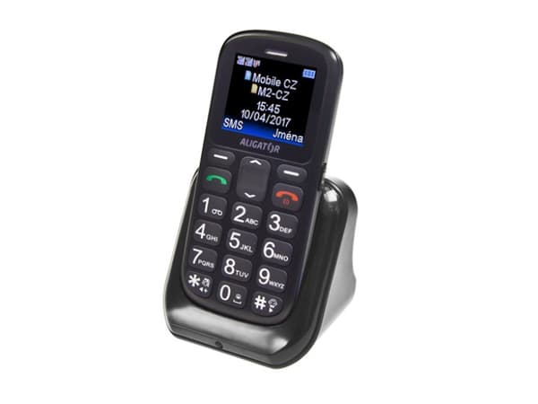 Aligator A321 Senior, Bar/Sperre, Dobbel SIM, 160 x 128 piksler, 800 mAh, Sort, Grå